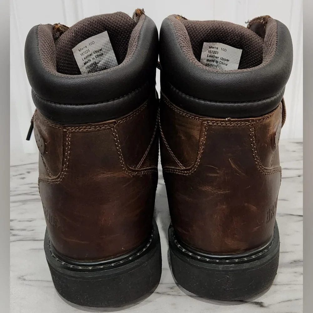 Brazos men's brown leather work boots size 10D - Picture 6 of 9
